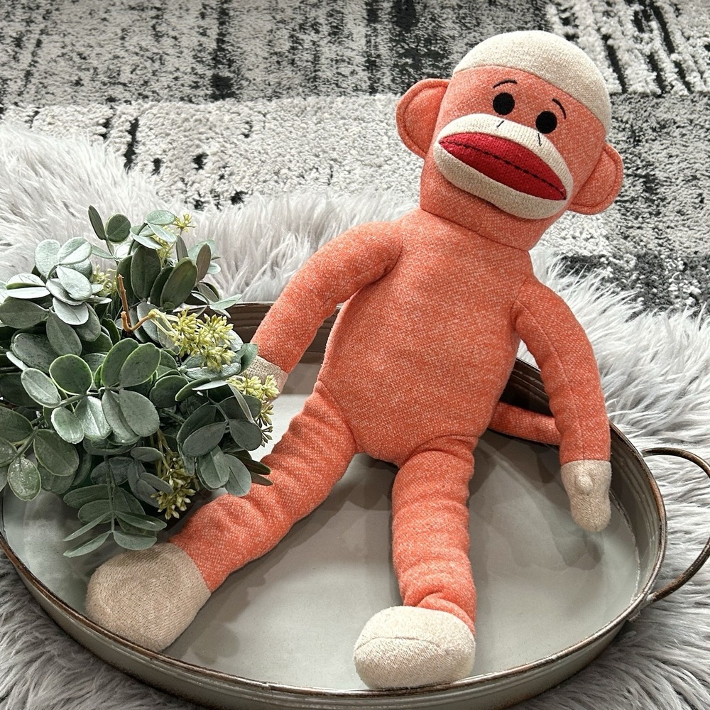Vintage Sock Monkey Distributed By Sears Orange Doll 20" Stuffed Classic Plush‎